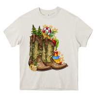 Cream Christmas Boots Heavy Core Tee - CowhideDigitalArt