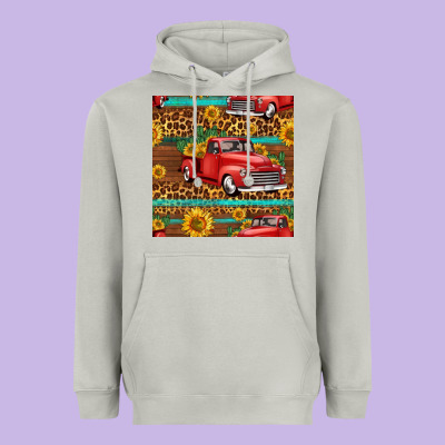 Western Farm Truck Seamless Pattern Heavyweight Hoodie Designed By Hra Design Shop