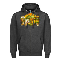 Charcoal Heather frog coffee cups Zipper Hoodie - Zillion Design Studio