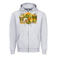 Heather Grey frog coffee cups Zipper Hoodie - Zillion Design Studio