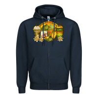Navy frog coffee cups Zipper Hoodie - Zillion Design Studio