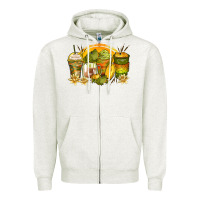 Oatmeal Heather frog coffee cups Zipper Hoodie - Zillion Design Studio