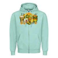 Seafoam frog coffee cups Zipper Hoodie - Zillion Design Studio
