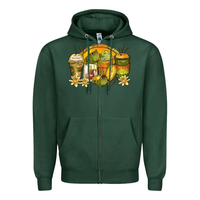 Frog Coffee Cups Zipper Hoodie by Zillion Design Studio | Teevron