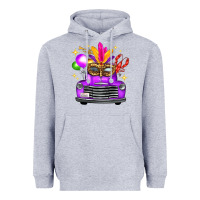 Heather Grey mardi gras truck leopard mask Heavyweight Hoodie - FaDigitalArtStudio