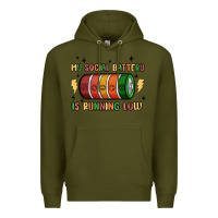 Army Green social battery Premium Hoodie - MaliasSmallBusiness