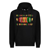 Black social battery Premium Hoodie - MaliasSmallBusiness