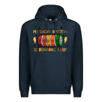 Navy social battery Premium Hoodie - MaliasSmallBusiness