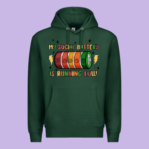 Social Battery Premium Hoodie Designed By Maliassmallbusiness