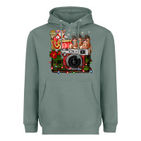 Sage Christmas Santa Vintage Camera Heavyweight Hoodie - FaDigitalArtStudio