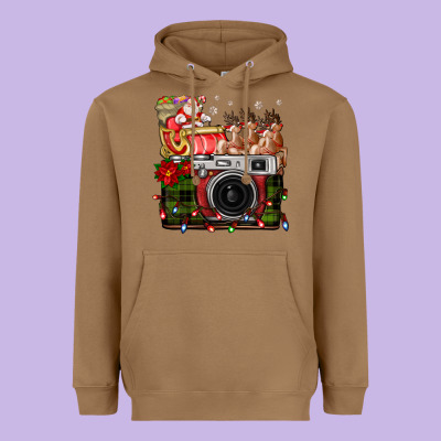 Christmas Santa Vintage Camera Heavyweight Hoodie Designed By Fadigitalartstudio