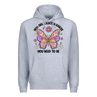 Heather Grey you are exactly where you need to be Premium Hoodie - MaliasSmallBusiness