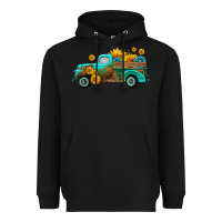 Black farm truck with sunflower Heavyweight Hoodie - HRA Design Shop