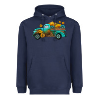 Navy farm truck with sunflower Heavyweight Hoodie - HRA Design Shop