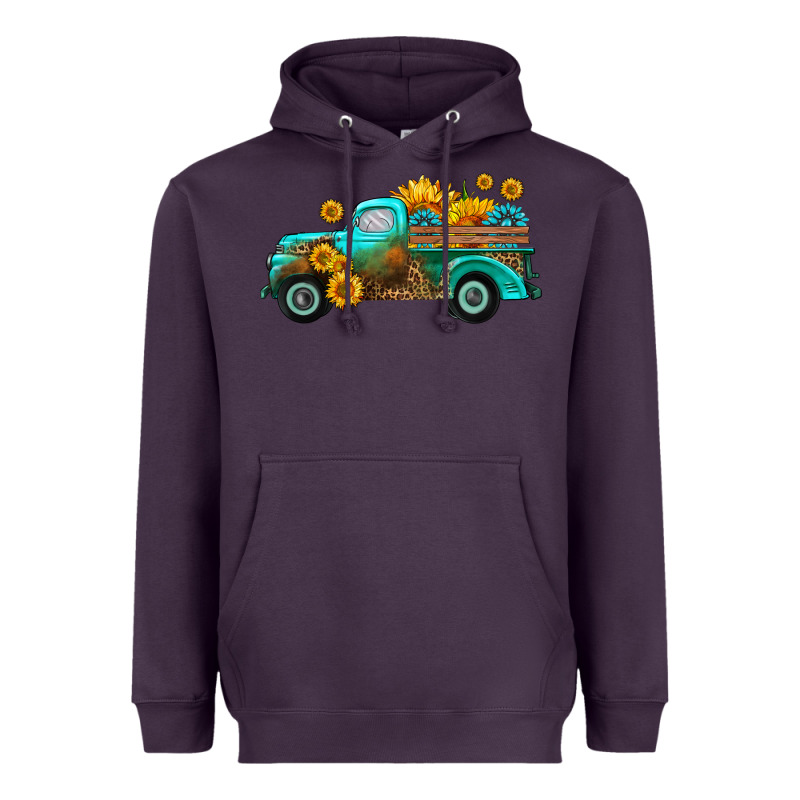 Farm Truck With Sunflower Heavyweight Hoodie by HRA Design Shop | Teevron