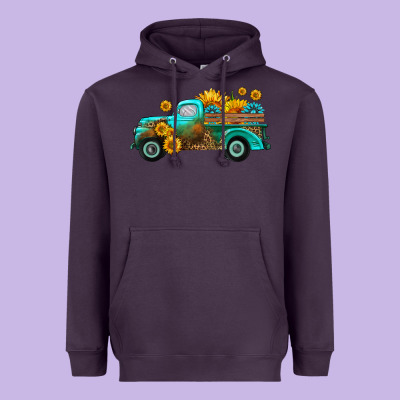 Farm Truck With Sunflower Heavyweight Hoodie Designed By Hra Design Shop