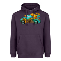 Plum farm truck with sunflower Heavyweight Hoodie - HRA Design Shop