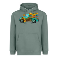 Sage farm truck with sunflower Heavyweight Hoodie - HRA Design Shop