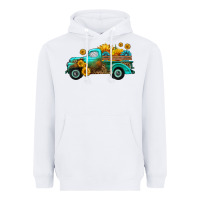 White farm truck with sunflower Heavyweight Hoodie - HRA Design Shop