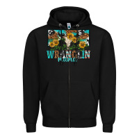Black wranglin mama Zipper Hoodie - texasbilliewilder