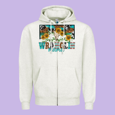 Wranglin Mama Zipper Hoodie Designed By Texasbilliewilder