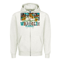 Oatmeal Heather wranglin mama Zipper Hoodie - texasbilliewilder