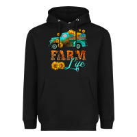 Black farm truck  farm life with sunflower Heavyweight Hoodie - HRA Design Shop
