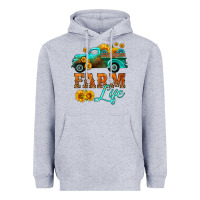 Heather Grey farm truck  farm life with sunflower Heavyweight Hoodie - HRA Design Shop