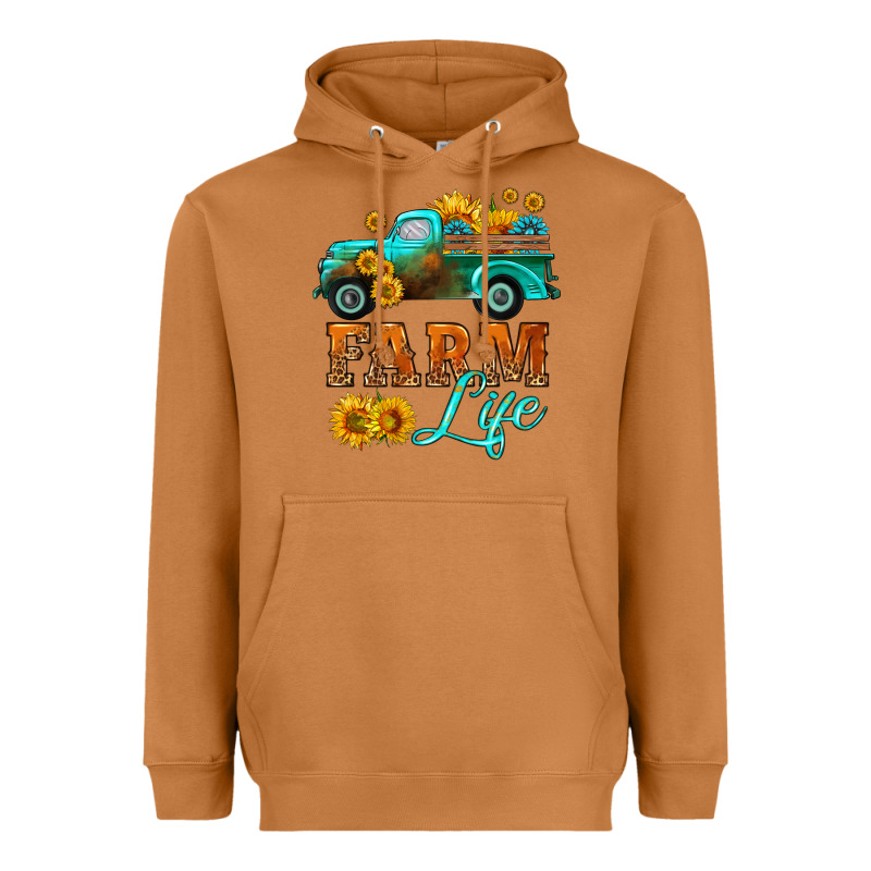 Farm Truck  Farm Life With Sunflower Heavyweight Hoodie by HRA Design Shop | Teevron