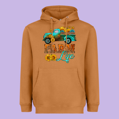 Farm Truck  Farm Life With Sunflower Heavyweight Hoodie Designed By Hra Design Shop
