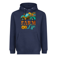 Navy farm truck  farm life with sunflower Heavyweight Hoodie - HRA Design Shop