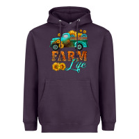 Plum farm truck  farm life with sunflower Heavyweight Hoodie - HRA Design Shop