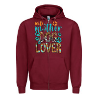 Burgundy wife mother dog lover with paws Zipper Hoodie - texasbilliewilder