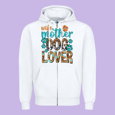 Wife Mother Dog Lover With Paws Zipper Hoodie Designed By Texasbilliewilder