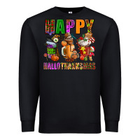 Black happy hallothanksmas Premium Sweatshirt - AdoDesignShop