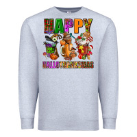 Heather Grey happy hallothanksmas Premium Sweatshirt - AdoDesignShop