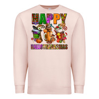 Pale Pink happy hallothanksmas Premium Sweatshirt - AdoDesignShop