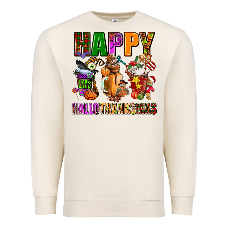 Happy Hallothanksmas Premium Sweatshirt by AdoDesignShop | Teevron