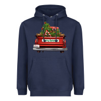 Navy Christmas trees truck Heavyweight Hoodie - FaDigitalArtStudio