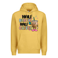 Antique Gold half baddie half coffee Premium Hoodie - MaliasSmallBusiness