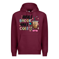 Burgundy half baddie half coffee Premium Hoodie - MaliasSmallBusiness