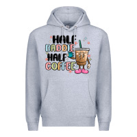 Heather Grey half baddie half coffee Premium Hoodie - MaliasSmallBusiness