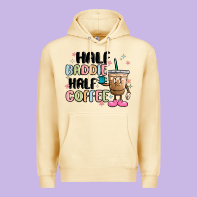 Half Baddie Half Coffee Premium Hoodie Designed By Maliassmallbusiness