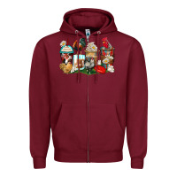 Burgundy rooster coffee cups Zipper Hoodie - Zillion Design Studio