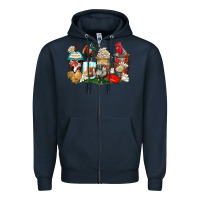 Navy rooster coffee cups Zipper Hoodie - Zillion Design Studio