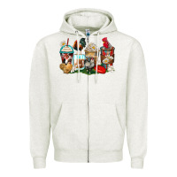 Oatmeal Heather rooster coffee cups Zipper Hoodie - Zillion Design Studio