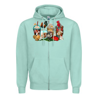 Seafoam rooster coffee cups Zipper Hoodie - Zillion Design Studio