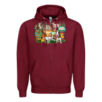 Burgundy goats coffee cups Zipper Hoodie - Zillion Design Studio