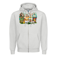 Dove Grey goats coffee cups Zipper Hoodie - Zillion Design Studio