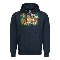 Navy goats coffee cups Zipper Hoodie - Zillion Design Studio